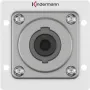 Conector fêmea Speakon Kindermann 7444000413 — 1 via alumínio, 50×50 mm, 40 mm de profundidade