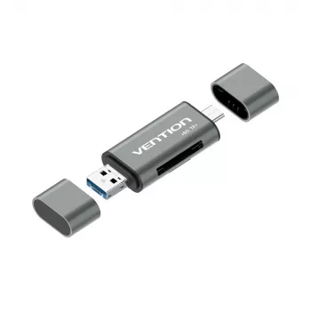 Leitor de cartões multifunções Vention USB3.0 cinzento metal Type
