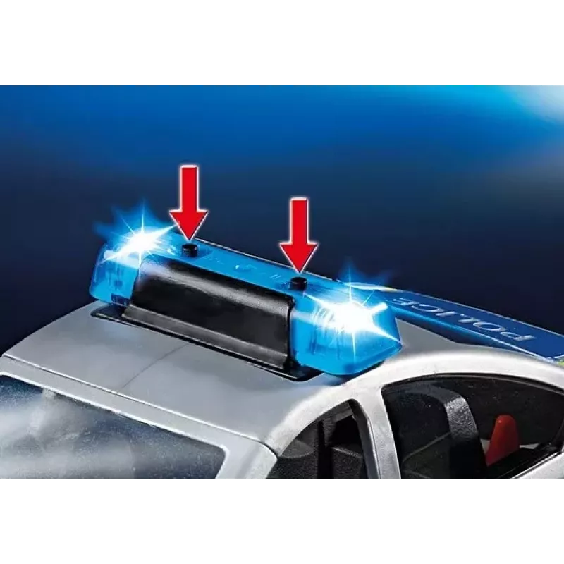 Carro de polícia Playmobil com sirene e luz intermitente, multicolorido, plástico, 3+