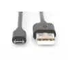 Cabo de ligação USB Assmann, Type-A - Micro B, M/M, 1,0 m, compatível com USB 2.0, UL, preto (AK-300127-010-S)