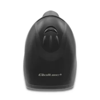 Leitor de códigos de barras manual QOLTEC 50868 — leitor laser 1D/2D, USB com e sem fios, distância de trabalho 600 mm, preto