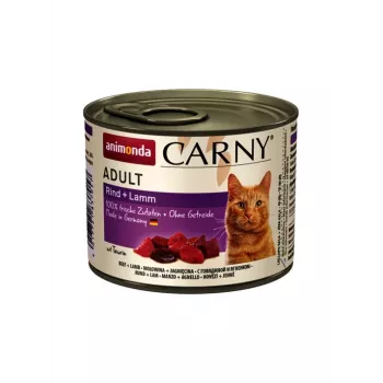 Comida húmida para gatos animonda Carny 200 g lata, borrego e vaca, adulto, pack de 6