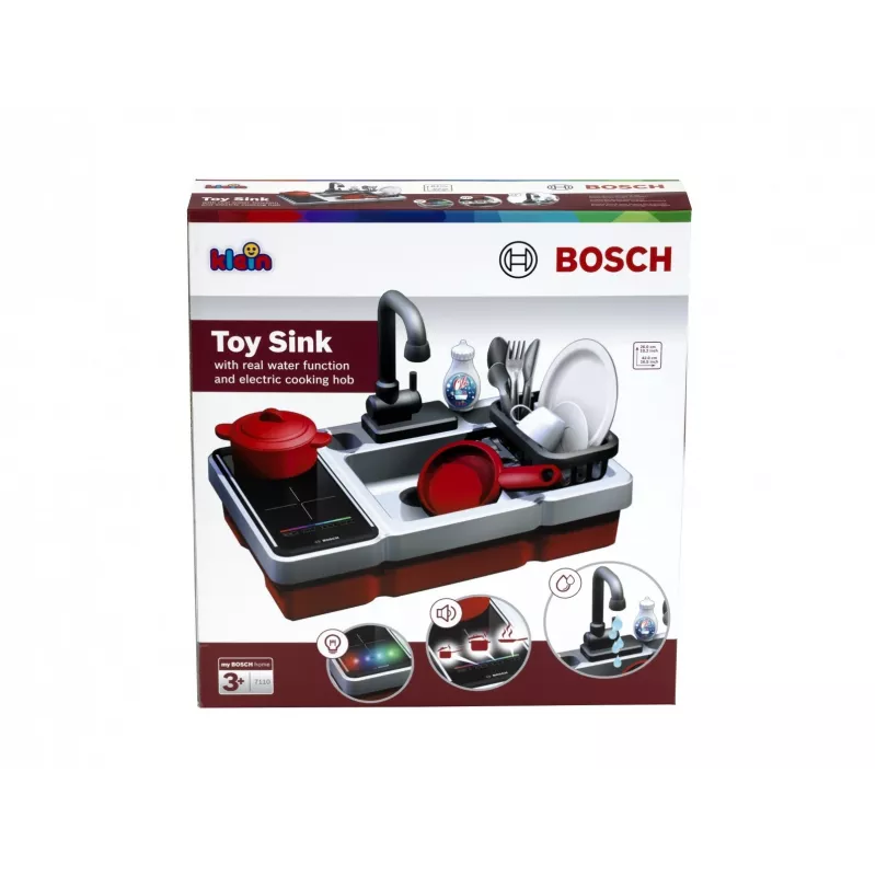 Lava-loiça de brinquedo com função de água e luz KLEIN modelo 7110 – acessório de cozinha de brincar para crianças