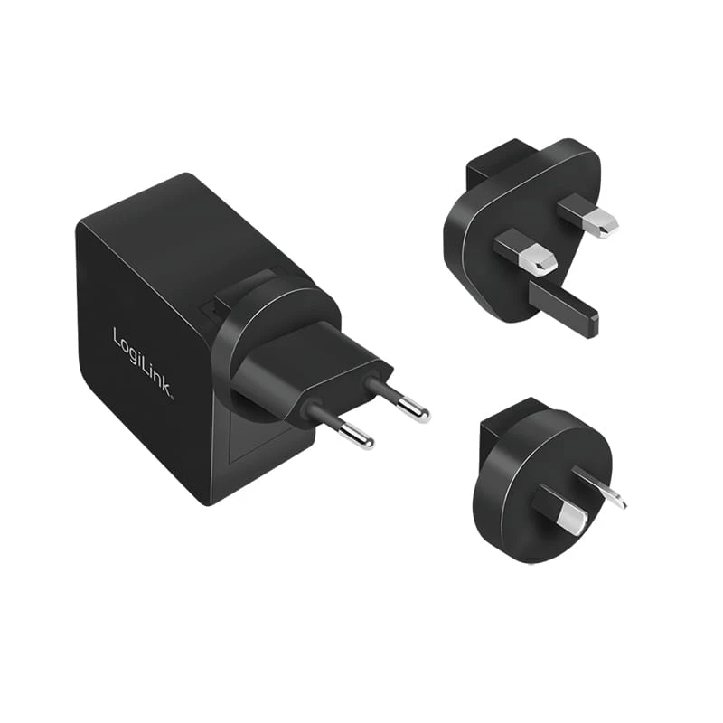 Carregador móvel LogiLink PA0302 universal preto carregamento rápido AC
