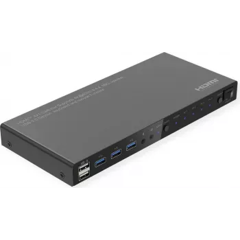 ROLINE Comutador KVM 4 vias USB+ HDMI 4K60+ 3xUSB Áudio - Comutador KVM - 3 portas (14.01.3428)