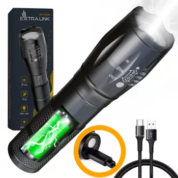 Lanterna de mão Extralink EX.30707 preta SMD LED 10W USB