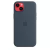 Capa de silicone Apple iPhone 14 Plus MagSafe Storm Blue