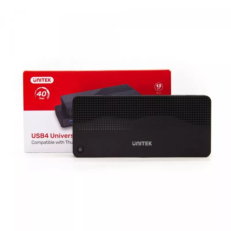 Docking station UNITEK D1079A USB4 com fios preto 100W Power Delivery