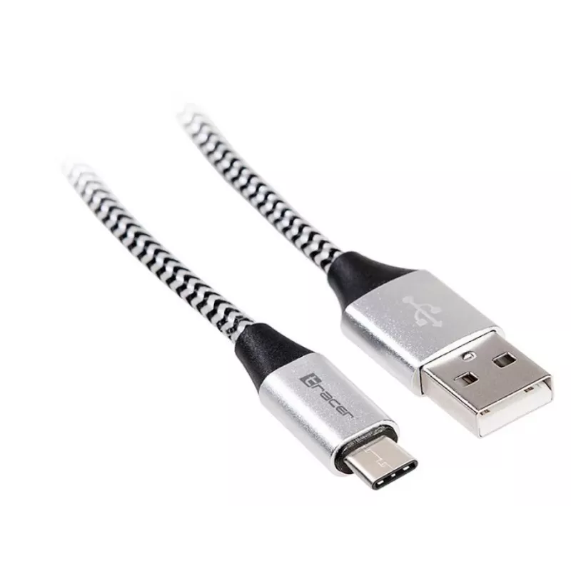 Cabo USB 2.0 Type-C macho - C macho 1,0 m preto-prateado