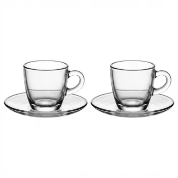 Bialetti Moka Cup Set Glass ISTITUZIONALE, 2 chávenas de espresso com pires, 75 ml