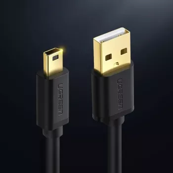 Cabo USB UGREEN US132 Mini-USB 1 m — preto, 480 Mbit/s, carregamento rápido