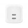 Carregador rápido AC de interior Belkin WCH020KQ2MWH-B6 – 2x USB-C, 2 m cabo integrado, branco