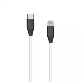 Cabo de silicone USB Type-C - Lightning, 2 m (branco)