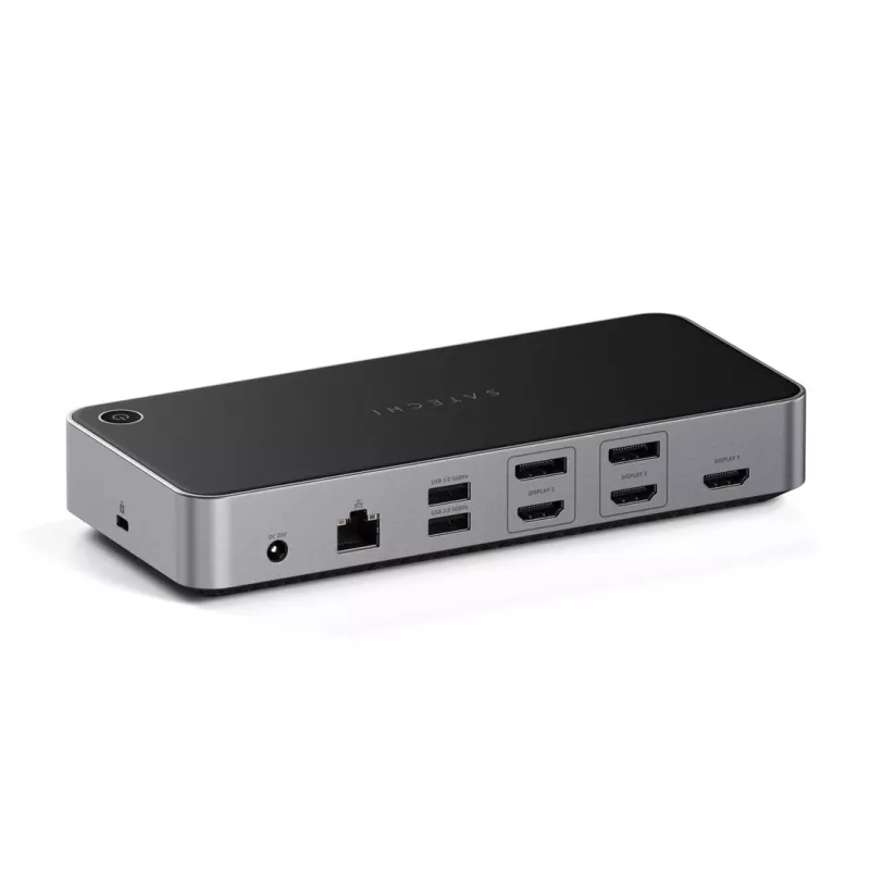 Dock com fios Satechi Triple 4K Display preto prateado 4K Ultra HD 60 Hz