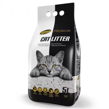 Areia para gatos Hilton Bentonita com Carvão Ativado Branco 5 L – bentonita, neutralização de odores, sem perfume