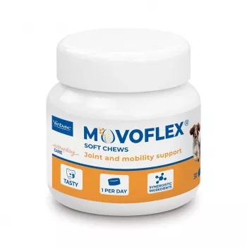 VIRBAC MOVOFLEX croquetes moles para articulações de cães tamanho M, suplemento de apoio articular