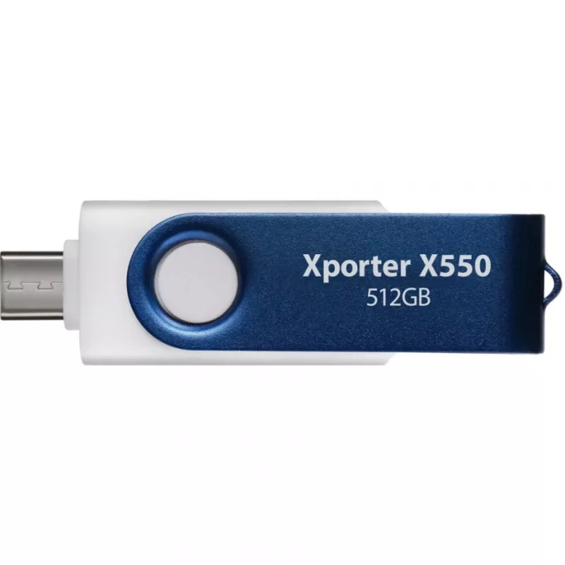 Xporter X550 512GB, unidade flash USB azul/branco, USB-A e USB-C 3.2 Gen 1