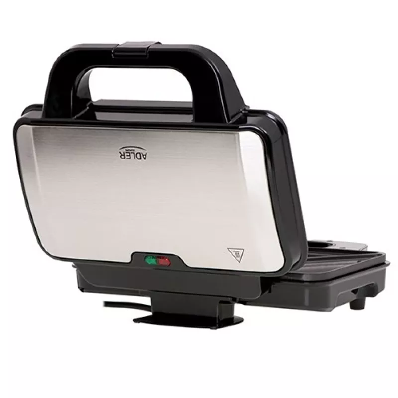 Sanduicheira Adler AD 3043, 1300 W, placas antiaderentes, 2 sanduíches, superfície de cozedura 285 × 152 mm, preta