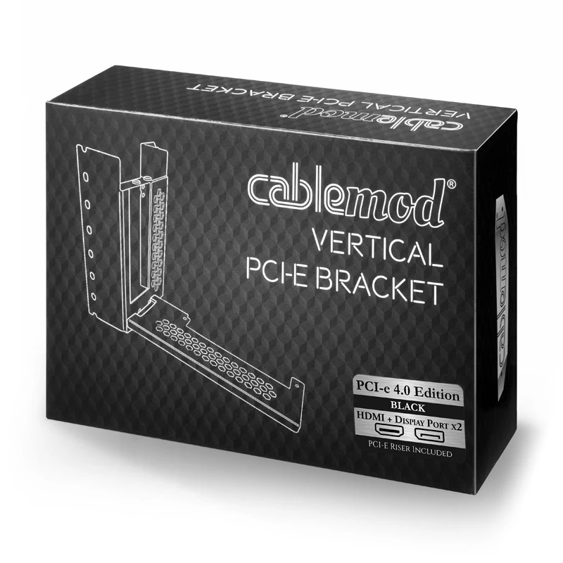 CableMod suporte PCI-e vertical, edição PCI-e 4.0, HDMI + DisplayPort, preto