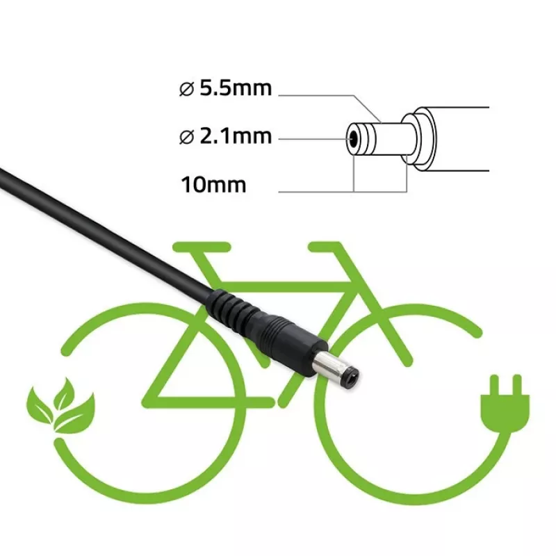 Carregador Qoltec 50761 para baterias de e-bike 36V | 42V | 2A | 5,5*2,5
