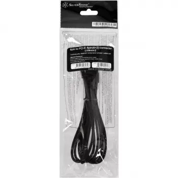 SilverStone SST-PP07-PCIB cabo de extensão PCIe de 8 pinos para PCIe de 6+2 pinos, 25 cm, preto