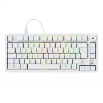 Teclado Sharkoon SGK25 75% QWERTZ USB com fios RGB LED branco