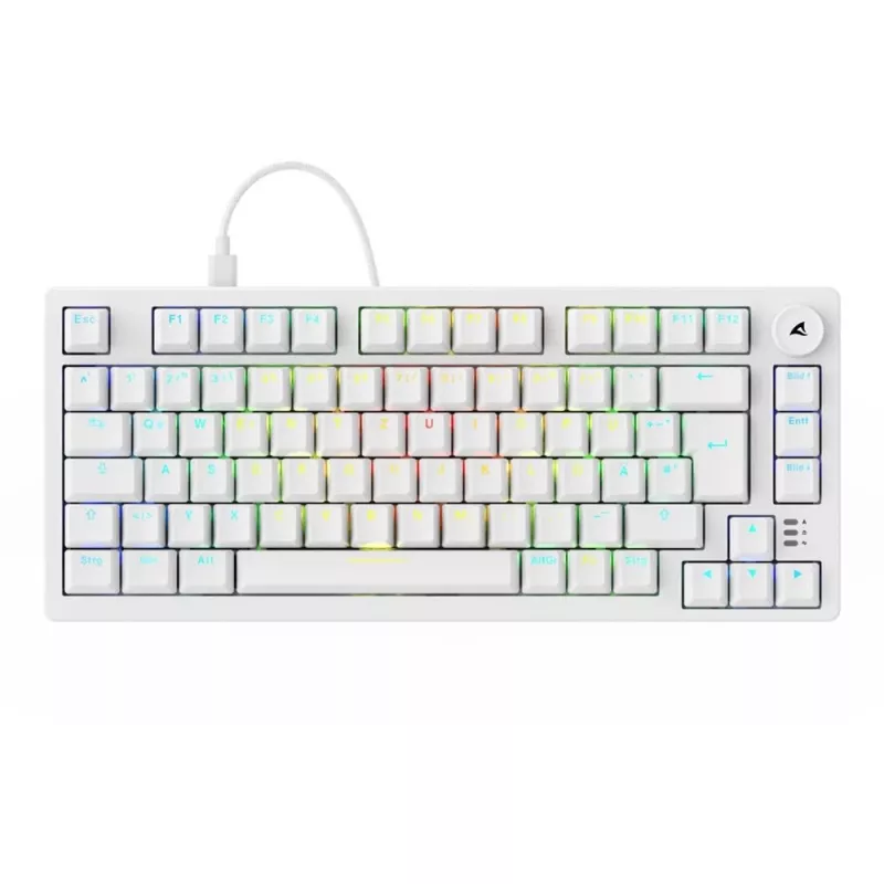 Teclado Sharkoon SGK25 75% QWERTZ USB com fios RGB LED branco