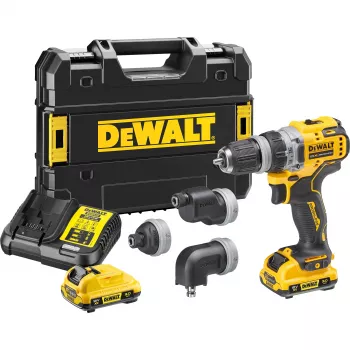 Berbequim com Punho de Pistola DeWalt DCD703L2T-QW — 12V, 3,0Ah x2, 1500 rpm, Bucha de Aperto Rápido 10 mm, 25,5 N·m, 0,9 kg