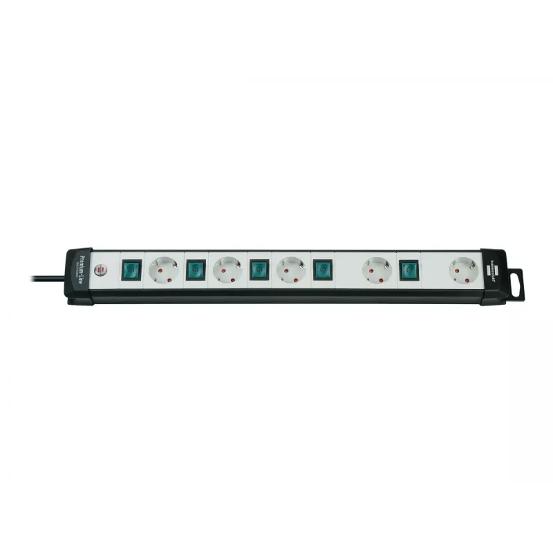 Brennenstuhl Premium-Line Technik 5 tomadas, 3 m régua de tomadas 5 tomadas preto/cinzento-claro, 3m H05VV-F 3G1,5, com interruptor individual, disposição especial das tomadas