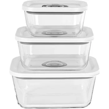 Conjunto de recipientes de vidro para máquina de vácuo Rommelsbacher VCG 1, 3 peças (350 ml, 670 ml, 1100 ml), transparente