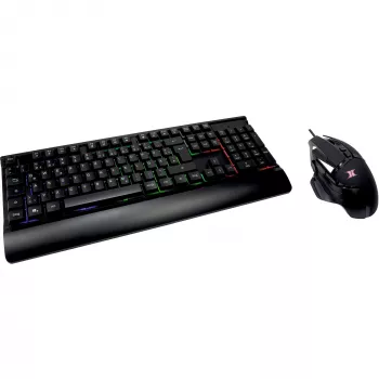Conjunto de teclado e rato gaming com fios INTER-TECH KC-3000 RGB retroiluminado, ligação USB