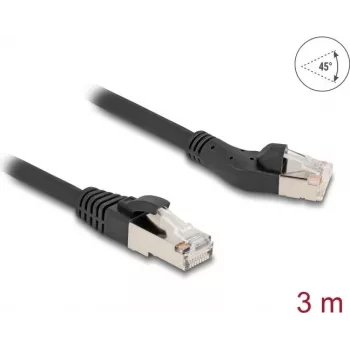Cabo de rede DeLOCK RJ45 Cat.8.1 45° angular esquerda para reto 3 m preto
