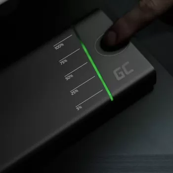 Powerbank portátil Green Cell PowerPlay Ultra 26800 mAh, saída 128W, Quick Charge 3.0, 2x USB‑C, 2x USB‑A, grafite