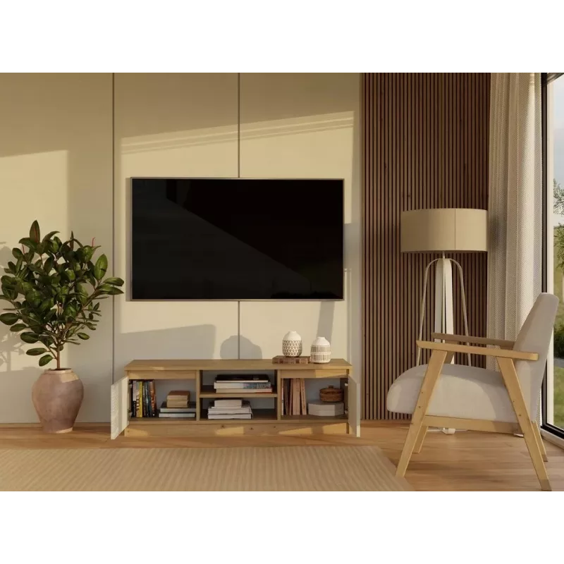 Móvel de TV MALWA 120, carvalho Artisan/caxemira