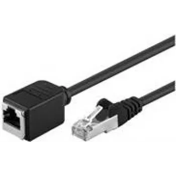 Cabo de extensão Goobay CAT 5e F/UTP, preto, 2 m - material de cobre, ficha RJ45 (8P8C) conector fêmea RJ45 (8P8C) (73388)