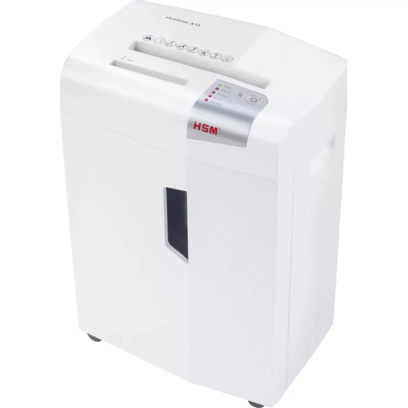 HSM shredstar X15 1030121 destruidora de papel, corte em partículas 4x37 mm, P-4, 15 folhas, largura de entrada 230 mm, cesto de 26 l, CD/cartões de crédito