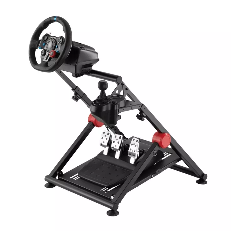 Suporte dobrável de aço para volante de gaming NanoRS RS155 com suporte para pedais ajustável antiderrapante