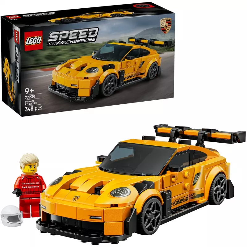 Brinquedo de construção LEGO Porsche 911 GT3 RS Speed Champions 77239 — escala 1:18, 348 peças, 9+ anos