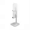 Suporte telescópico DeLOCK para smartphone e tablet com prateleira, prateado/branco