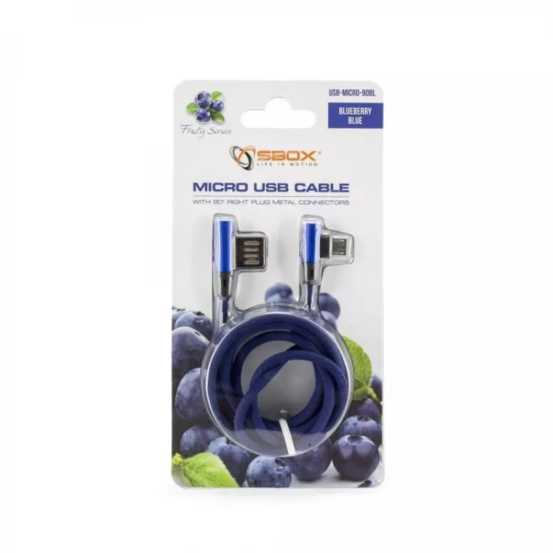Sbox USB->Micro USB 90 M/M 1.5m USB-MICRO-90BL blueberry azul