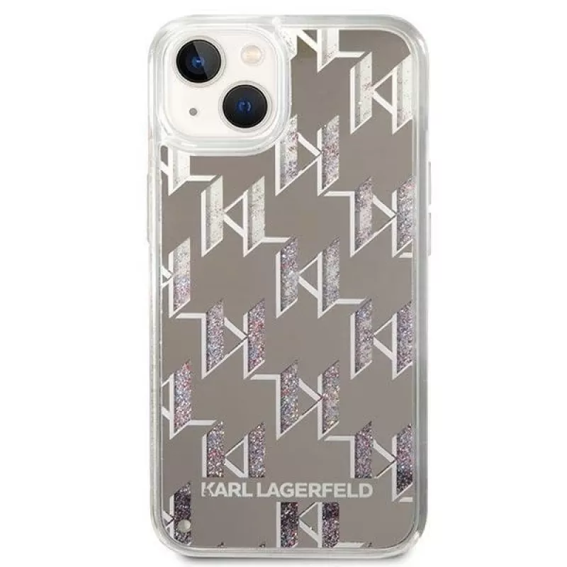 Karl Lagerfeld KLHCP14MLMNMS iPhone 14 Plus 6.7 Capa rígida prateado / prateado Liquid Glitter Monogram
