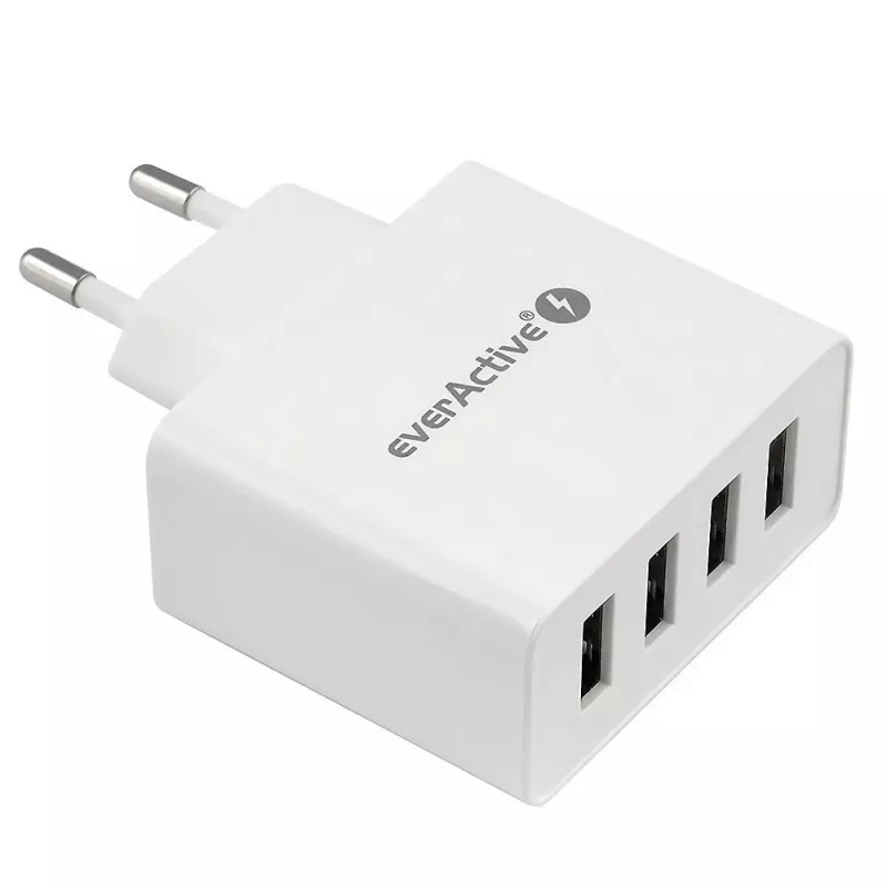 everActive carregador de telefone SC400 com 4x portas USB, saída total 5A, branco