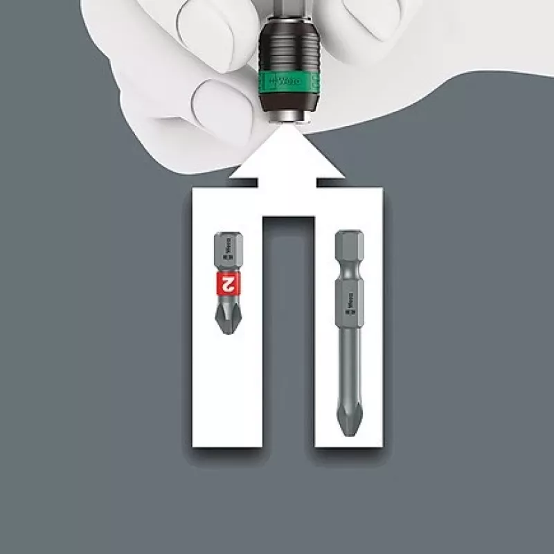 Wera 826 T Kraftform Turbo Chave de parafusos porta-pontas com Rapidaptor, 1/4 de polegada