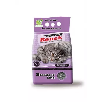 Areia aglomerante Super Benek Certech Super Benek Standard Lavanda, 5 L, grânulos de bentonite, de rápida absorção