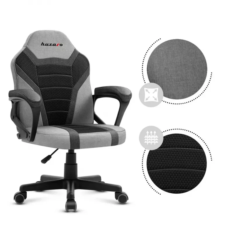 Cadeira gaming para crianças Huzaro HZ-Ranger 1.0 cinzenta Mesh, cinzenta e preta