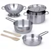Conjunto de brincar de panelas e frigideiras em aço inoxidável MPP PLF GML