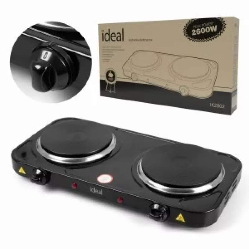 Fogão elétrico IDEAL de 2 placas, potência máxima 2600 W