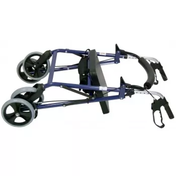 Andarilho com quatro rodas e assento, azul/preto