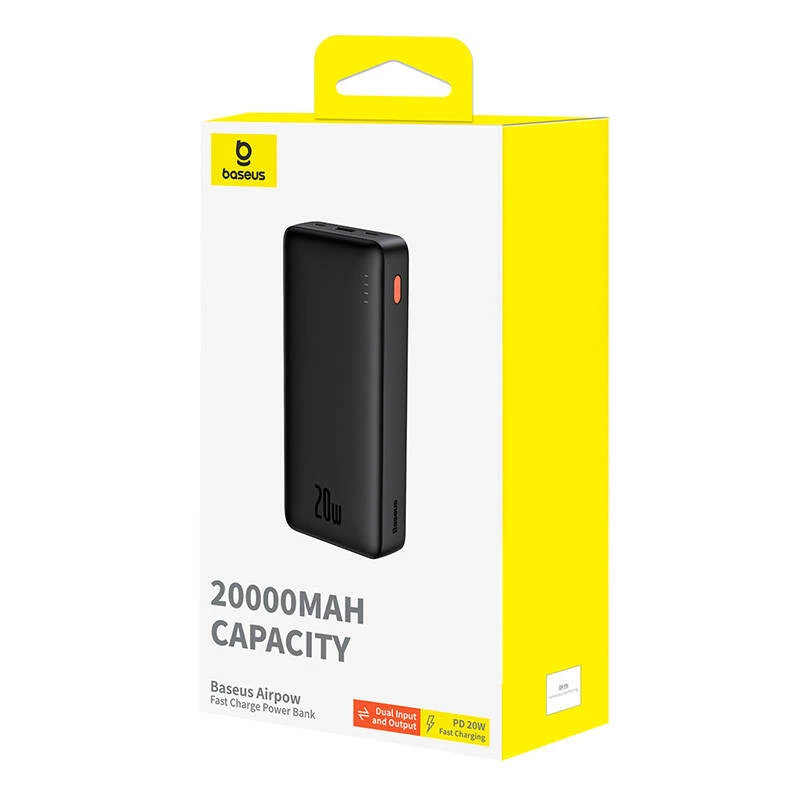 Powerbank Baseus Airpow polímero de lítio 20000 mAh 20 W preto