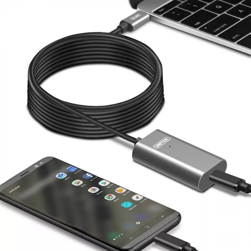 Cabo USB UNITEK U305A 5m USB 3.2 Gen 1 USB C cinzento
